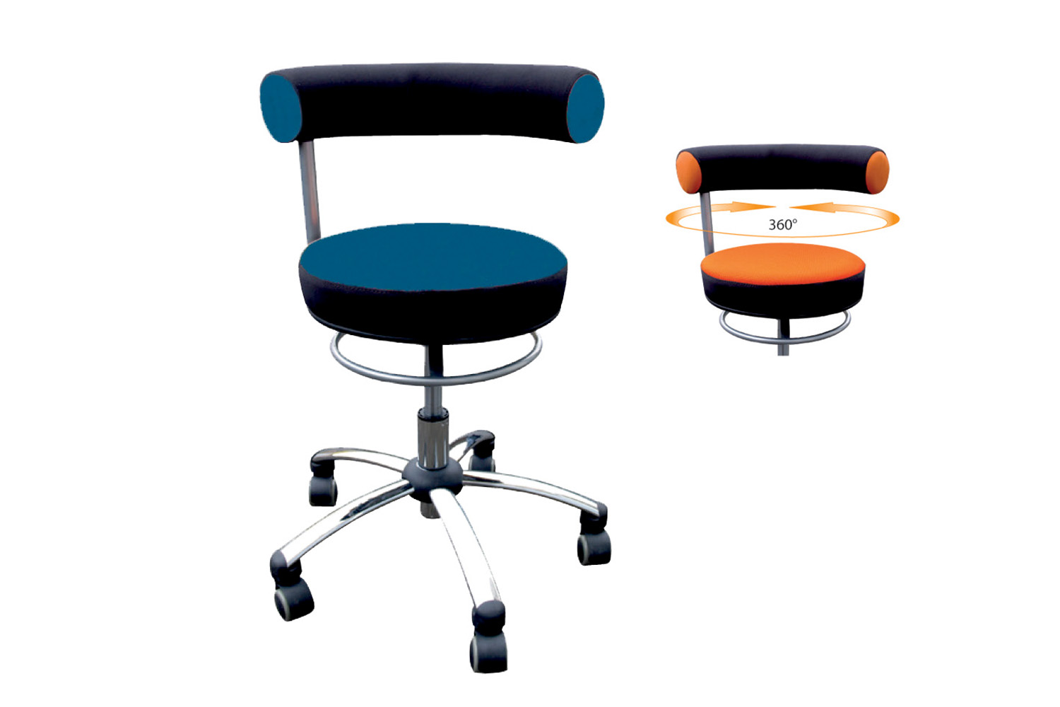  Sanus® Stuhl, Lehne fest Kunstleder blau