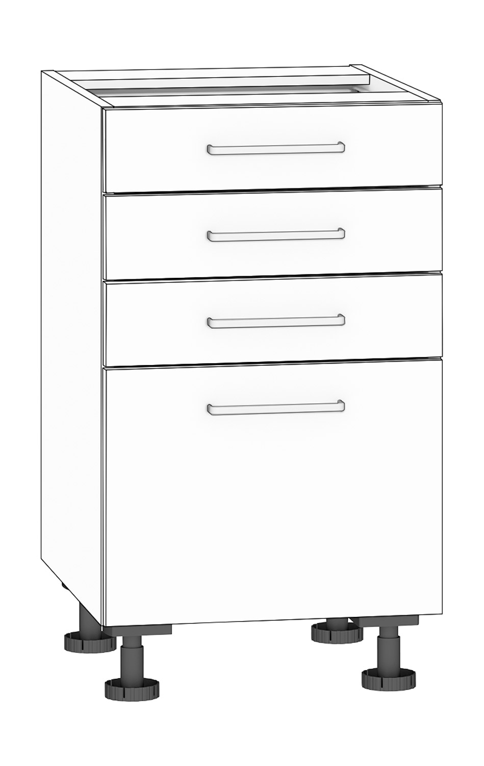 Schubkastenschrank mit 4 Schubkästen, Breite 50 cm