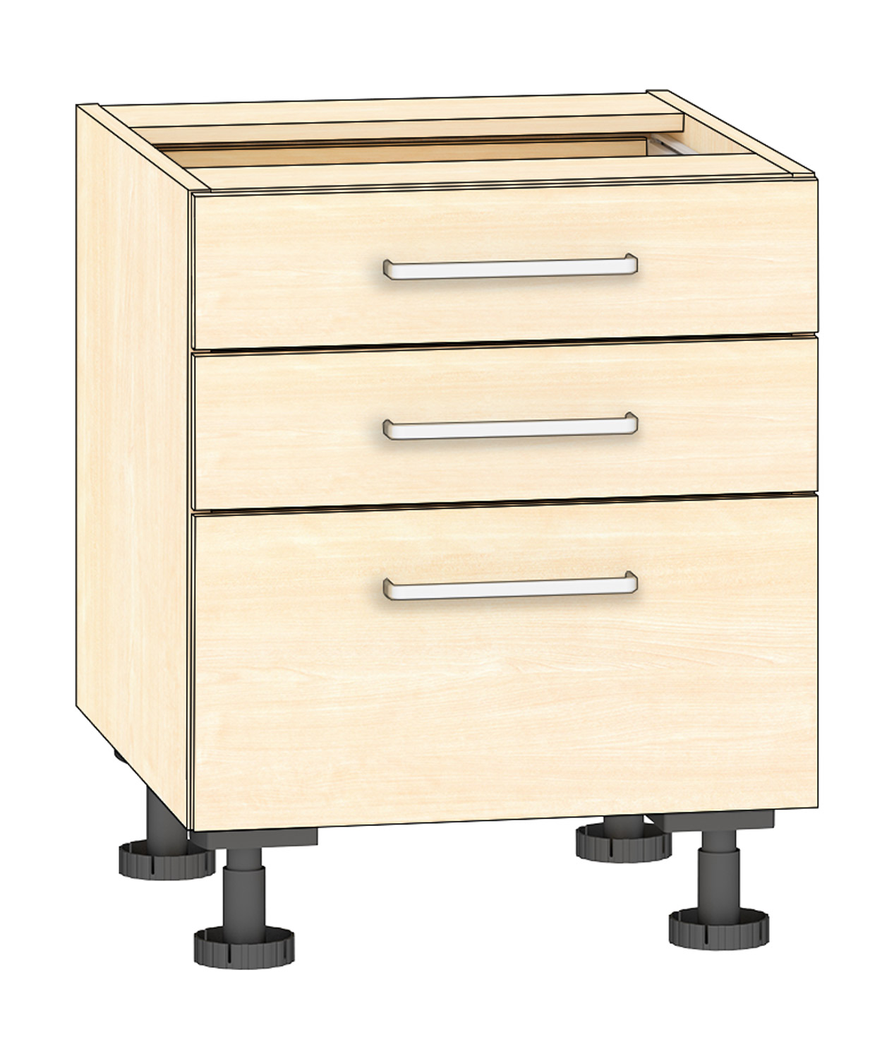 Schubkastenschrank mit 3 Schubkästen, Breite 50 cm