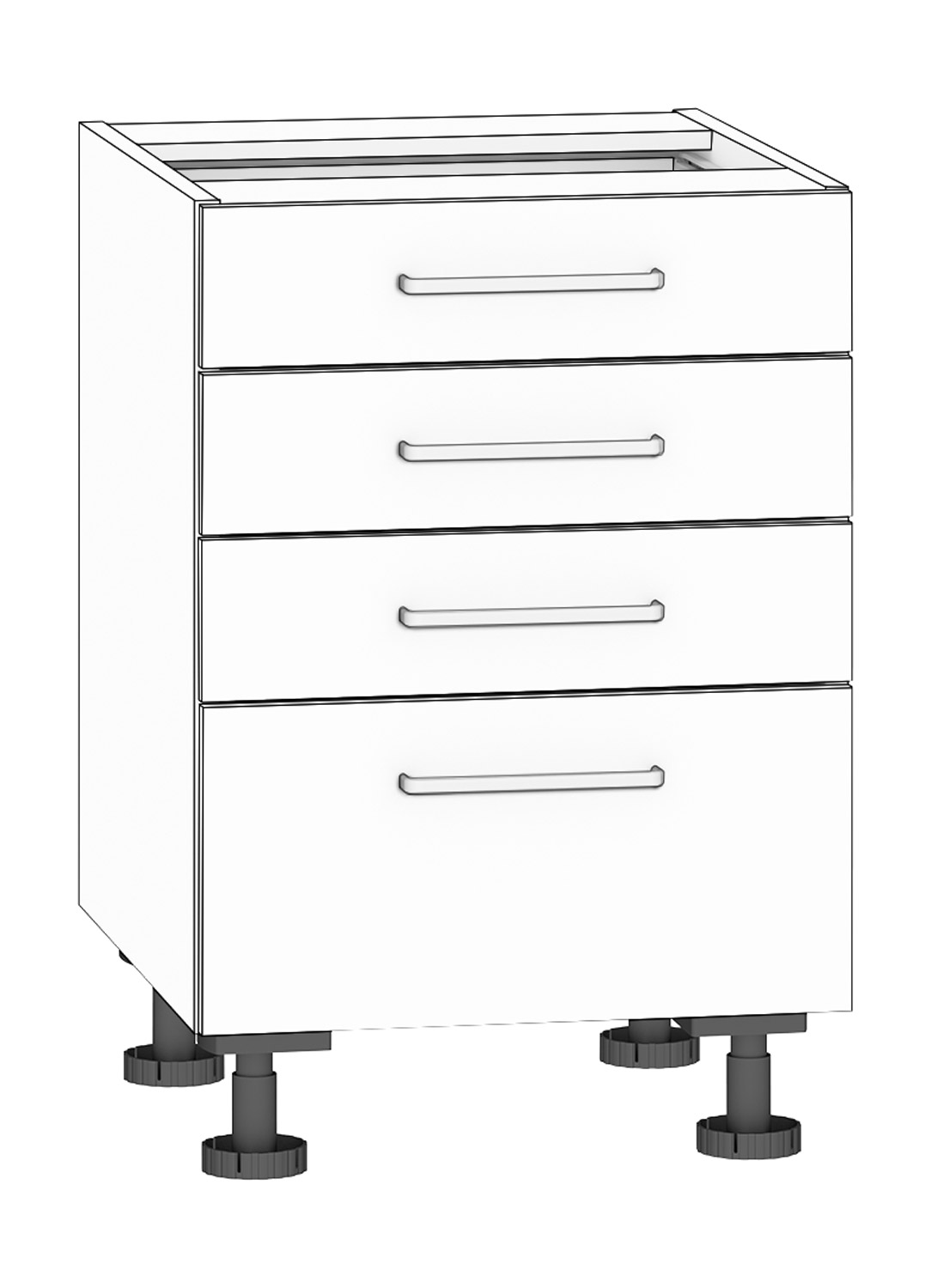 Schubkastenschrank 4 Schubkästen Breite 50 cm, weiß