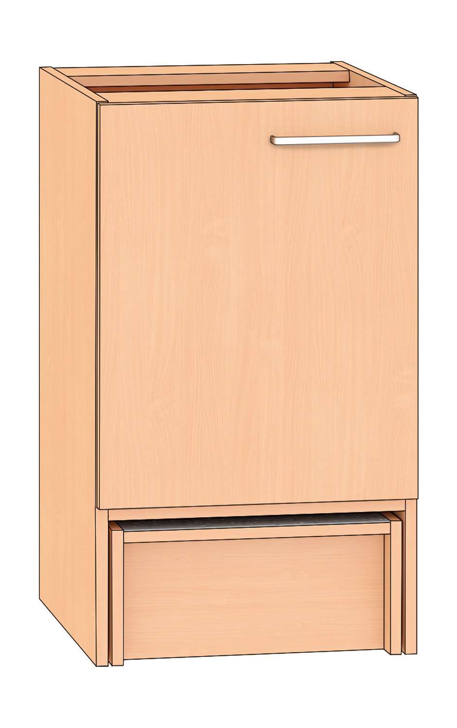 Anstellschrank Breite 50 cm, Türanschlag links, Buche