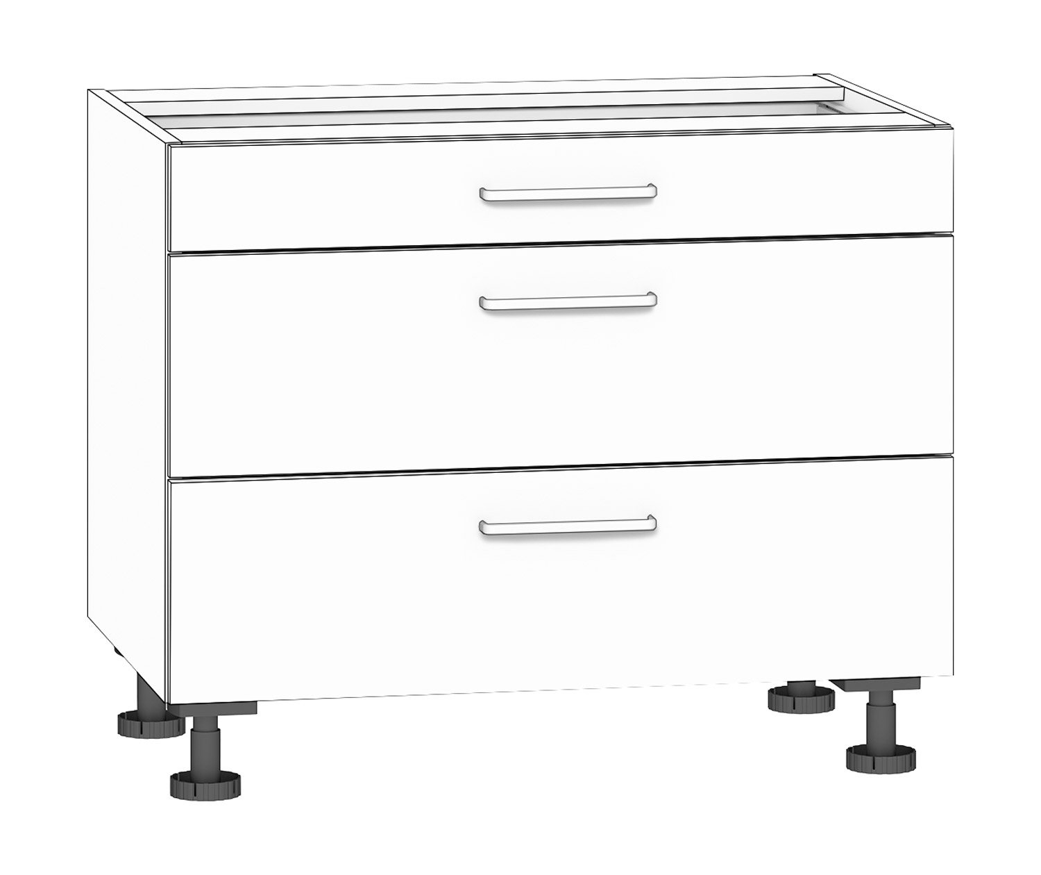 Schubkastenschrank 3 Schubkästen, Breite 90 cm weiß