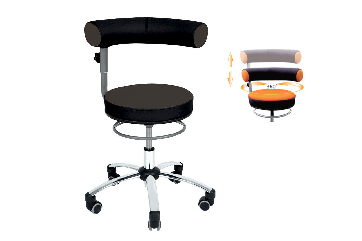  Sanus® Stuhl, Lehne höhenverstellbar Kunstleder schwarz