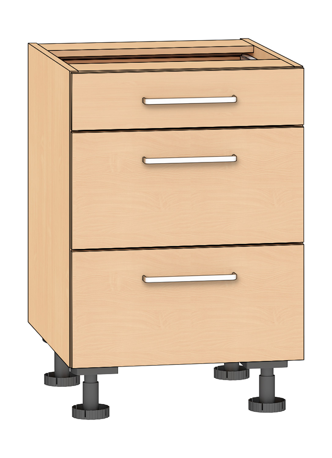 Schubkastenschrank mit 3 Schubkästen, Breite 50 cm