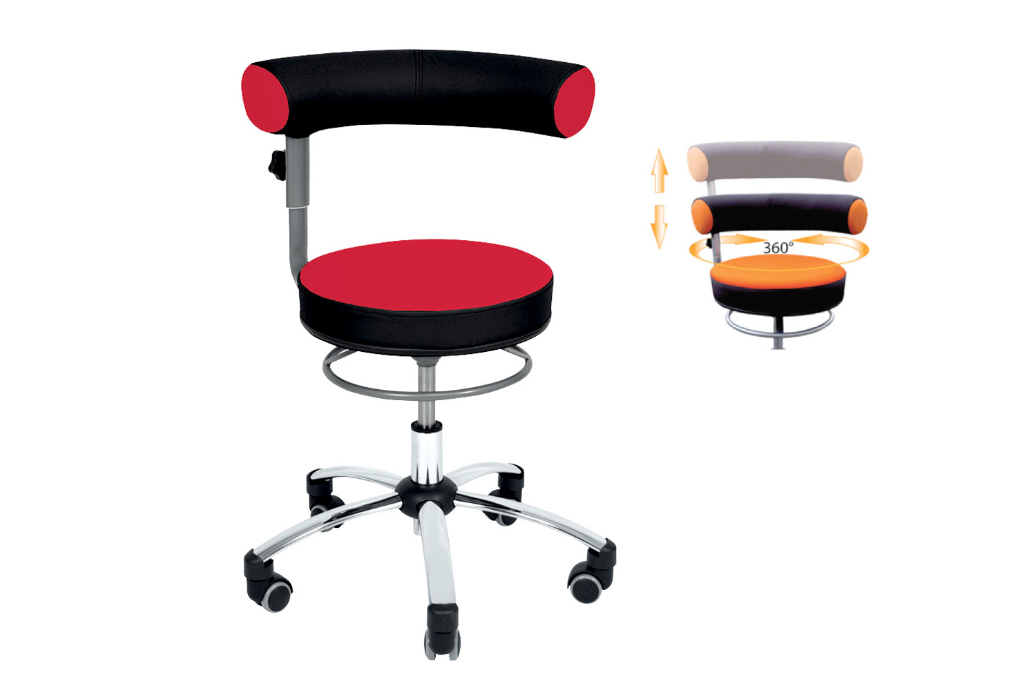 Sanus® Stuhl, Lehne höhenverstellbar Kunstleder rot