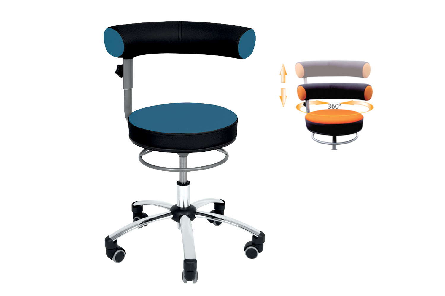  Sanus® Stuhl, Lehne höhenverstellbar Kunstleder blau