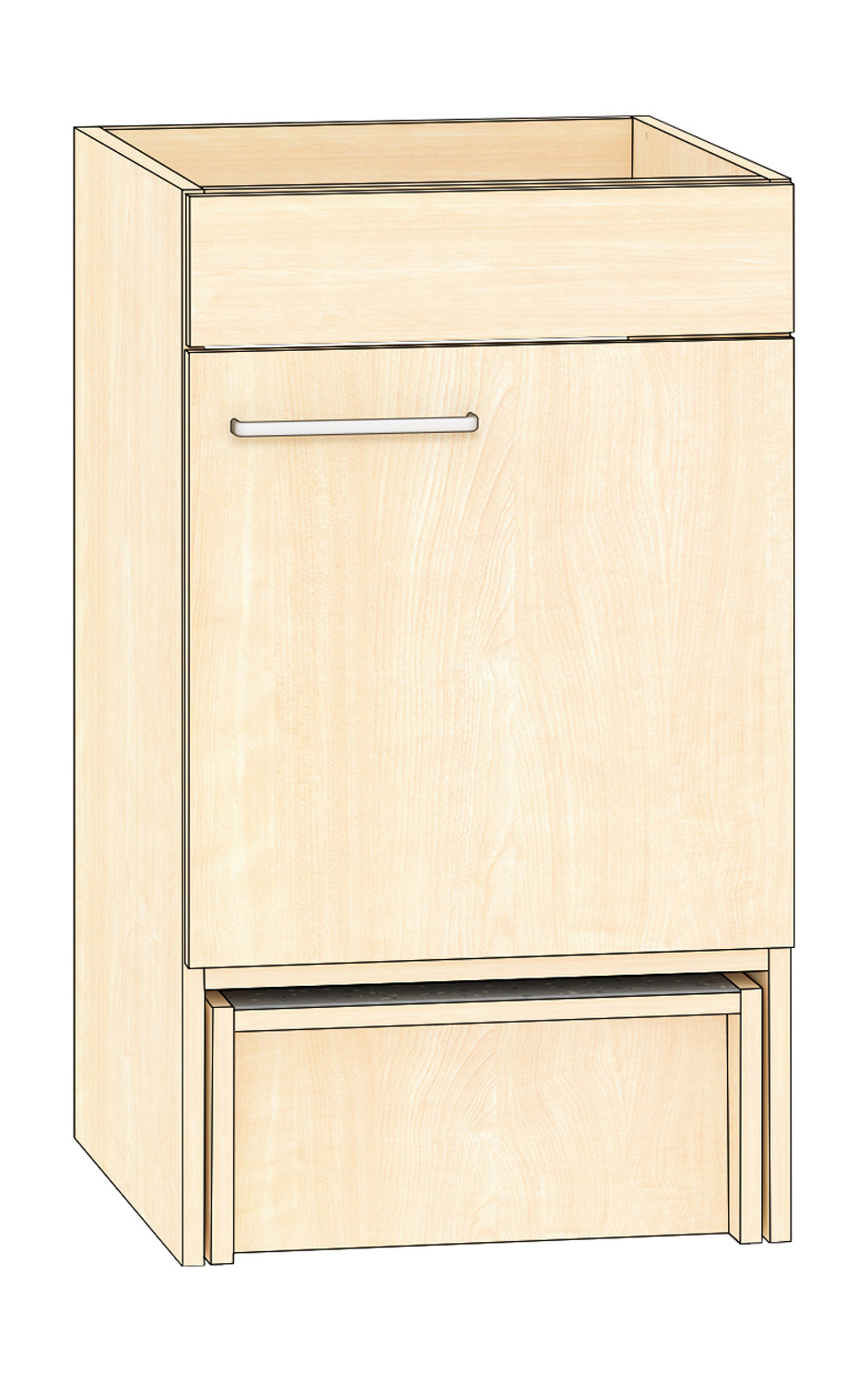 Halber Spülenschrank Breite 50 cm, Türanschlag rechts, Ahorn