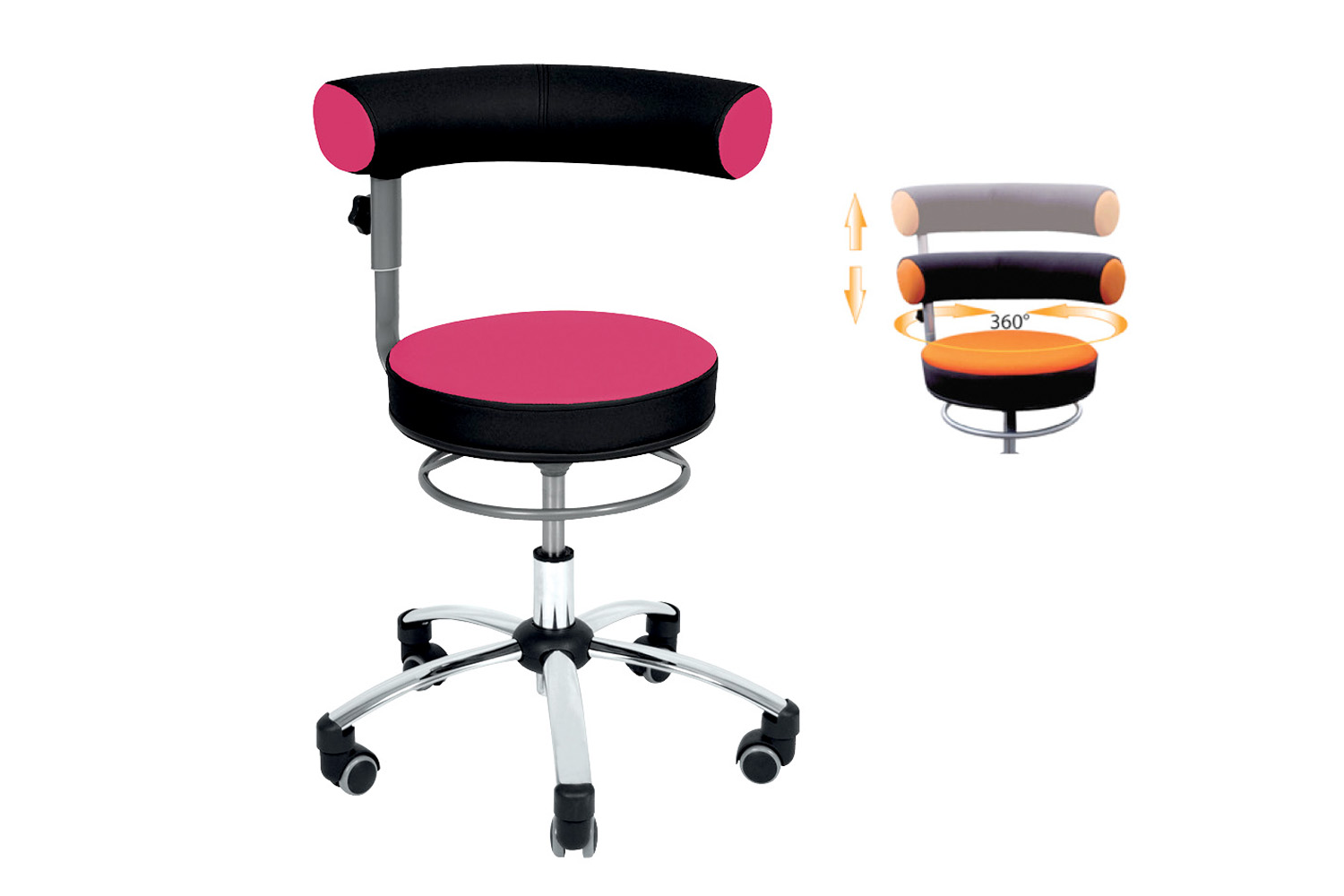  Sanus® Stuhl, Lehne höhenverstellbar Kunstledere pink