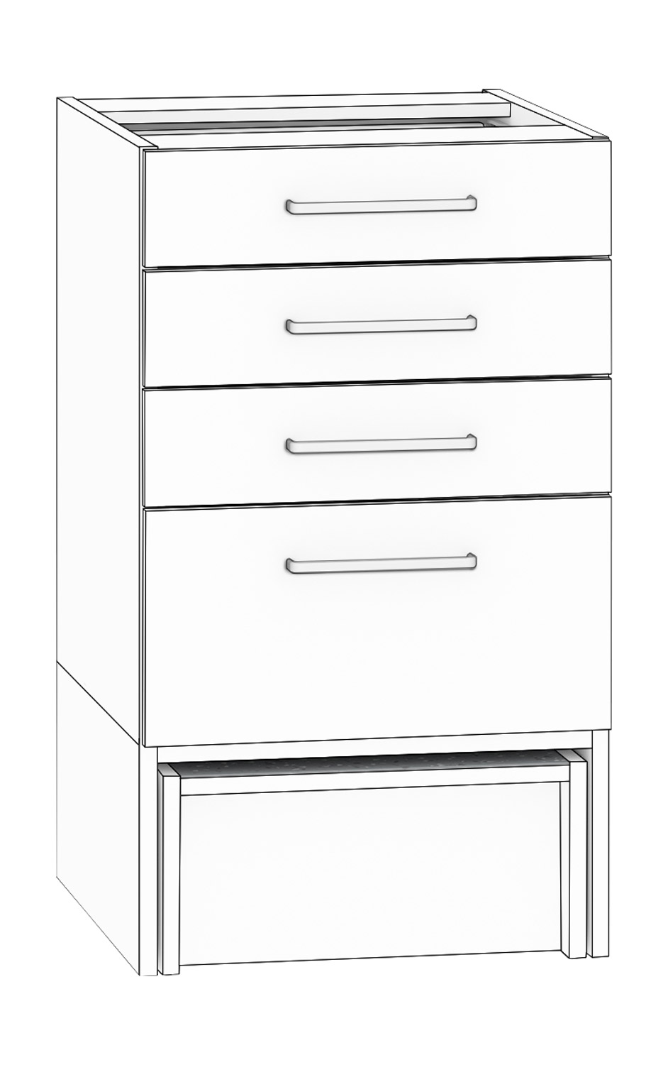 Schubkastenschrank 4 Schubkästen Breite 50 cm, weiß