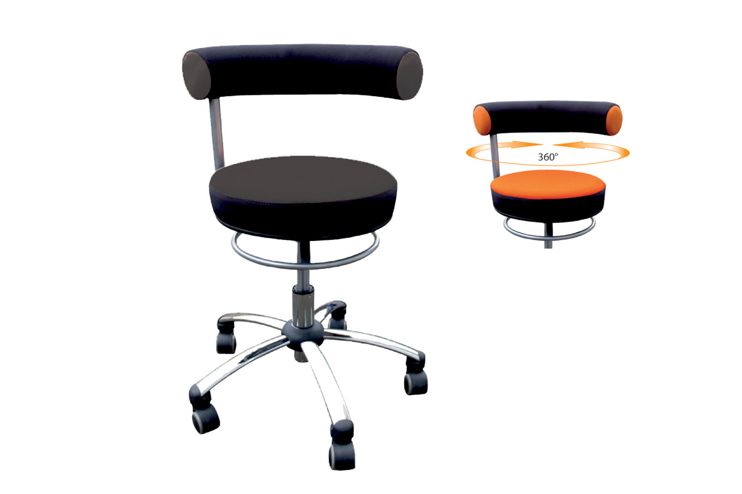  Sanus® Stuhl, Lehne fest Kunstleder schwarz