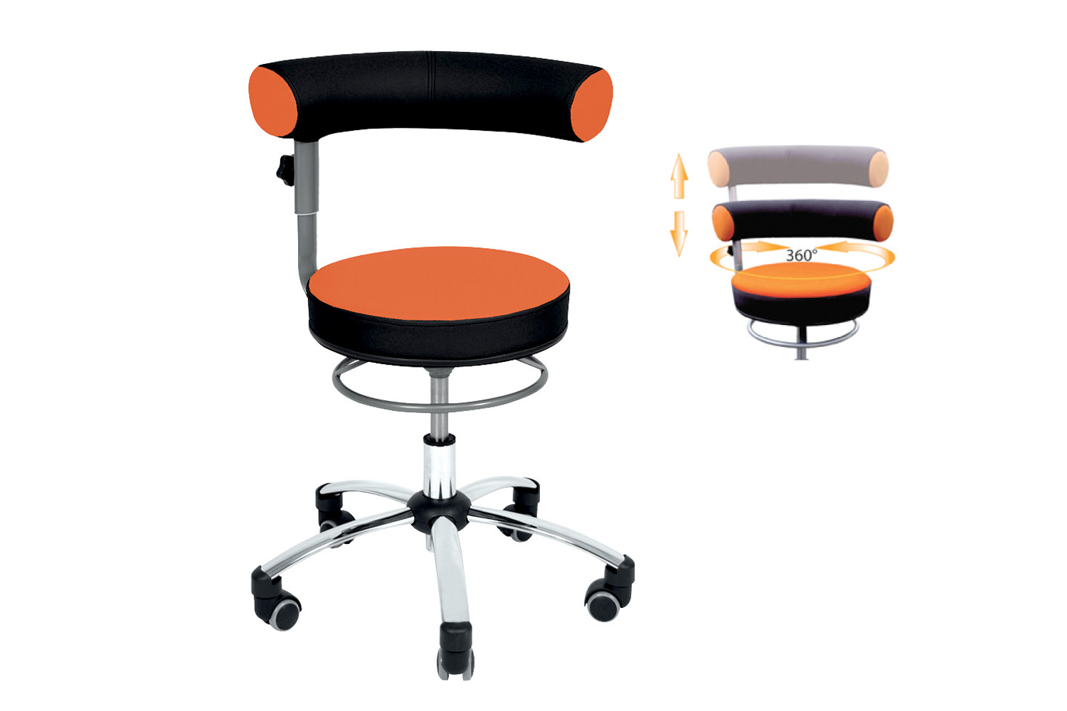  Sanus® Stuhl, Lehne höhenverstellbar Kunstleder orange