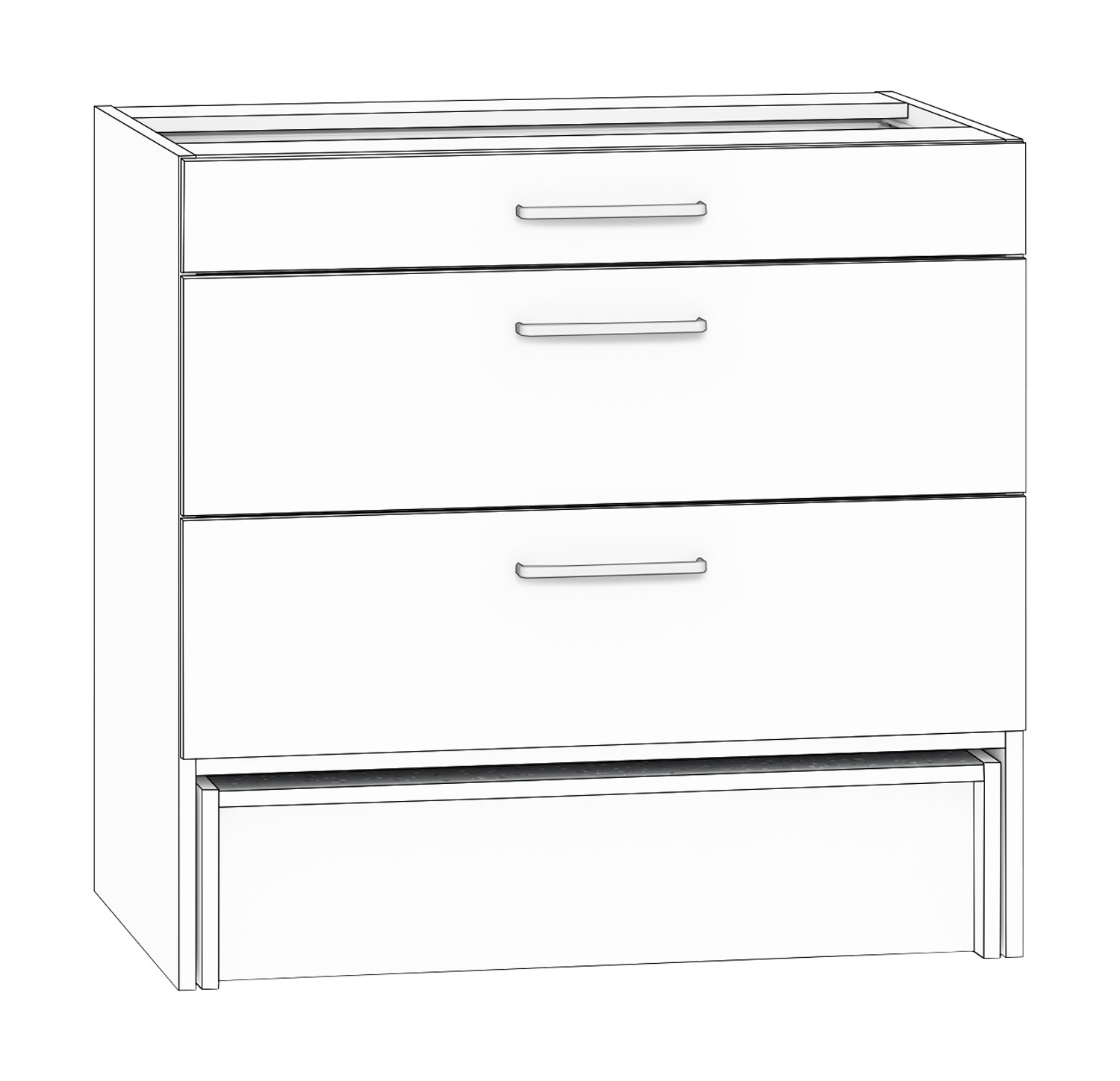 Schubkastenschrank 3 Schubkästen, Breite 90 cm weiß