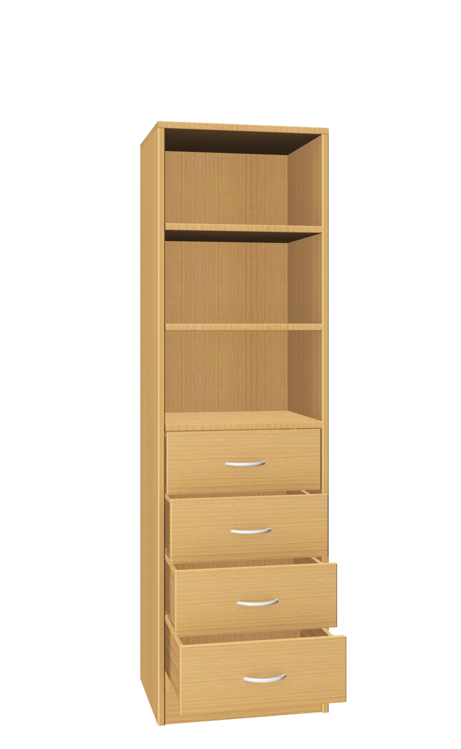 Mittelschrank schmal, mit 4 Laden, 47 cm breit Buche Dekor