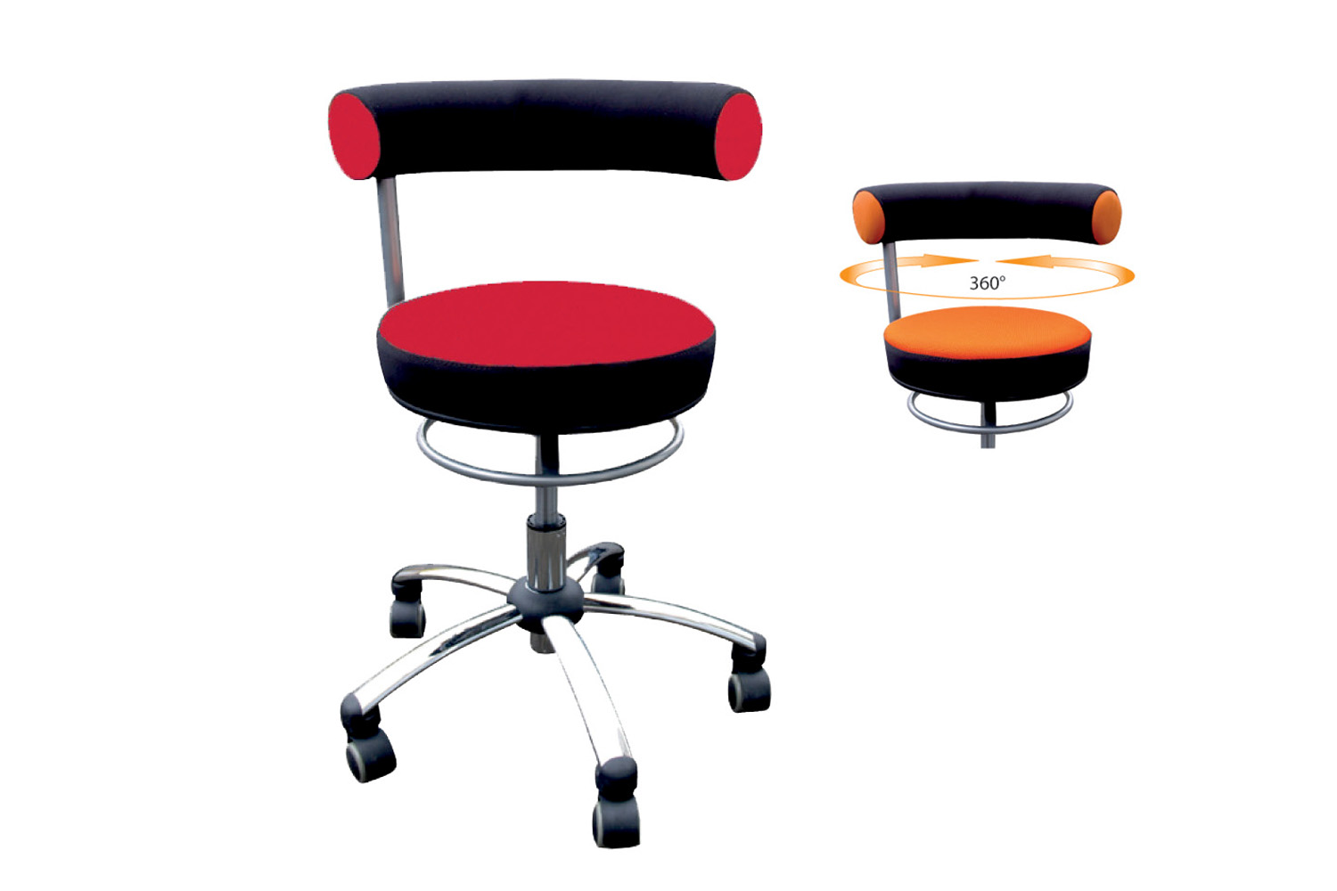  Sanus® Stuhl, Lehne fest Kunstleder rot