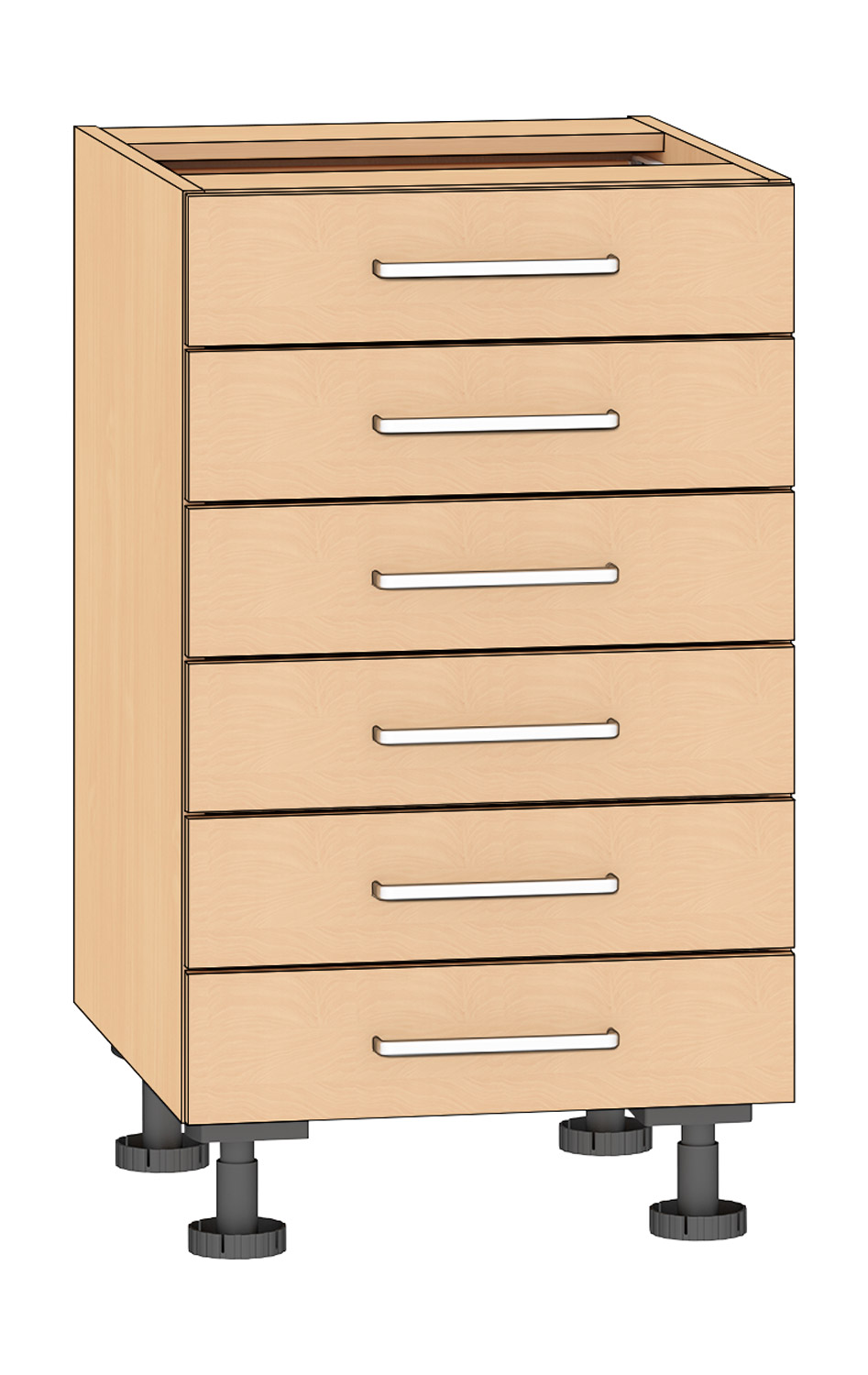 Schubkastenschrank mit 6 Schubkästen, Breite 50 cm